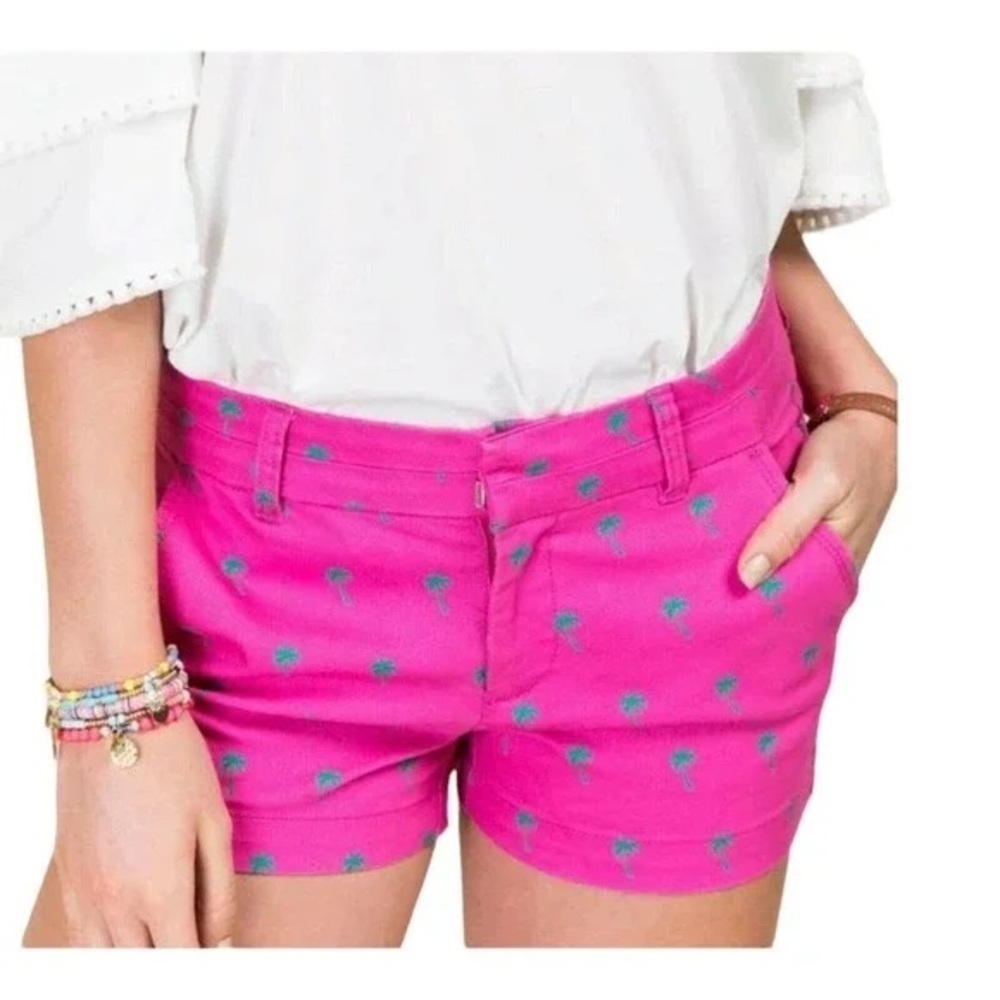 Francesca’s Harper Palm Tree Shorts in Pink & Green
